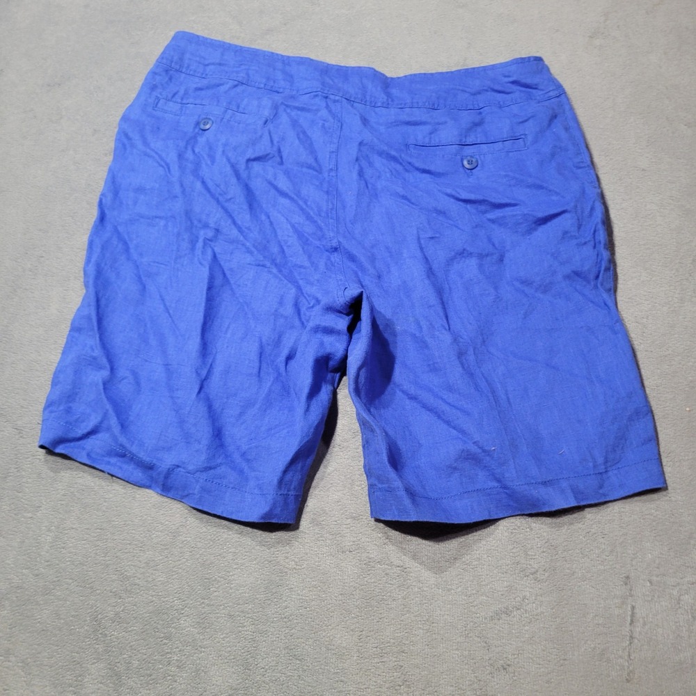 Jones New York Shorts Womens 10 Blue 100% Linen Bermuda Drawstring Summer JNY - Picture 7 of 8
